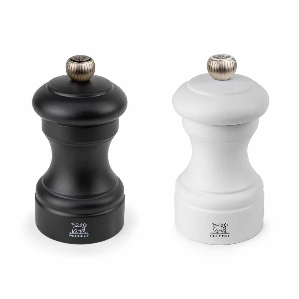 Peugeot Bistro 4″ Black Pepper Mill and White Salt Mill Set