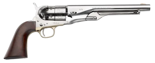 Pietta 1860 Army "Old Silver" 44 Cal, 8" Barrel, Silver Steel Frame, Walnut Grip, 6rd