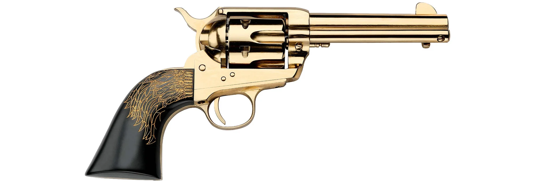 Pietta™ 1873 Single Action Keeper of The Plains .44 Cal - Gold Plated - 5" Barrel - SA73-024/GD/VB/GKP