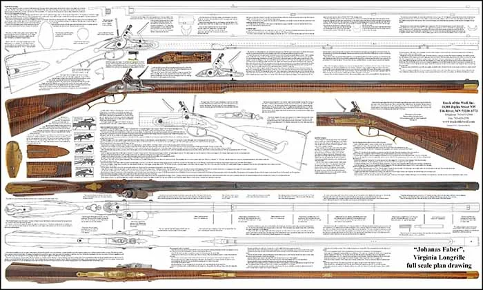 Plan Drawing,in the style of the "Johanas Faber" Virgina Rifle,full size drawing with full size color photo