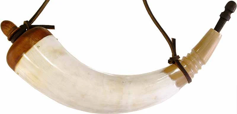 Powder Horn,large, over 11" long,white, polished