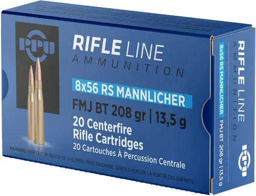 PPU 8X56R MANNLICHER 208GR FMJ 20RD