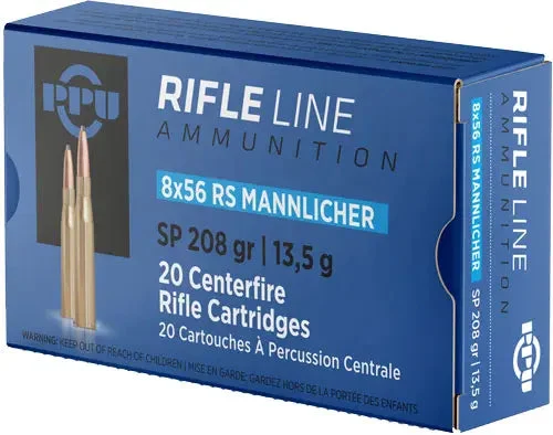 PPU 8X56R MANNLICHER 208GR JSP 20RD