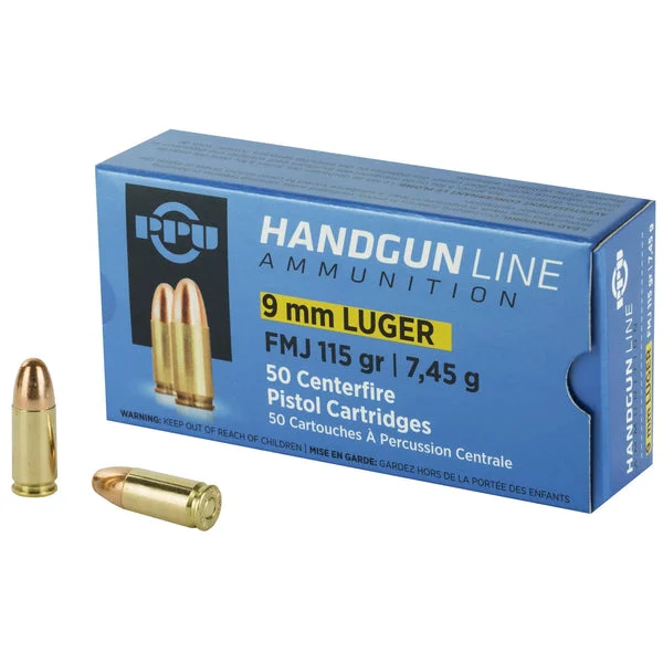 PPU 9MM FMJ 115GR 50RD