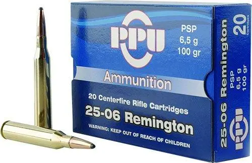 PPU Rifle Ammunition .25-06 Rem 100 gr PSP 3230 fps20/ct