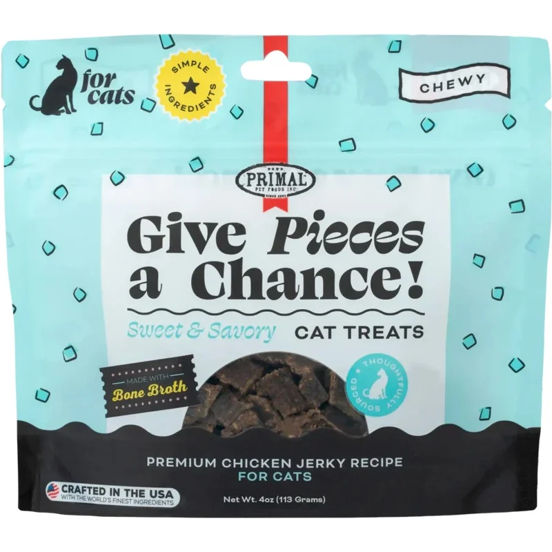 Primal Pet Foods Give Pieces a Chance Jerky Treats for Cats Chicken Recipe