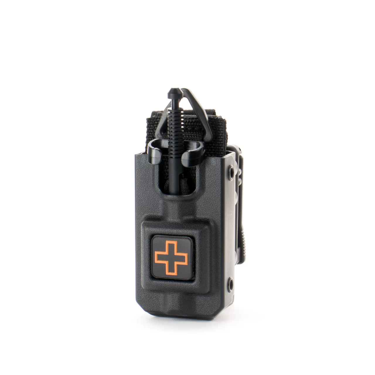 PROMO Eleven10 Rigid TQ Case for SOFTT/SOFTT-W Cross Front, Belt (Tek-Lok) Black w/ Black/Orange Cross