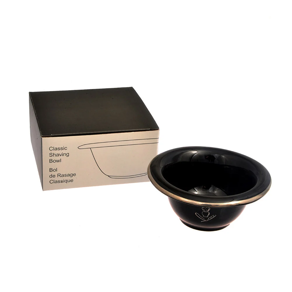 Pure Badger Shaving Bowl – Black with Silver Rim