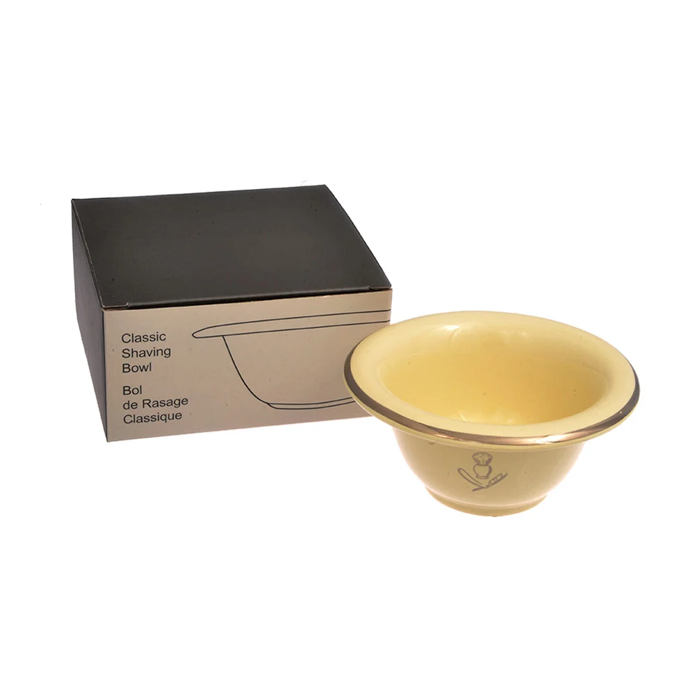 Pure Badger Shaving Bowl – Cream with Silver Rim