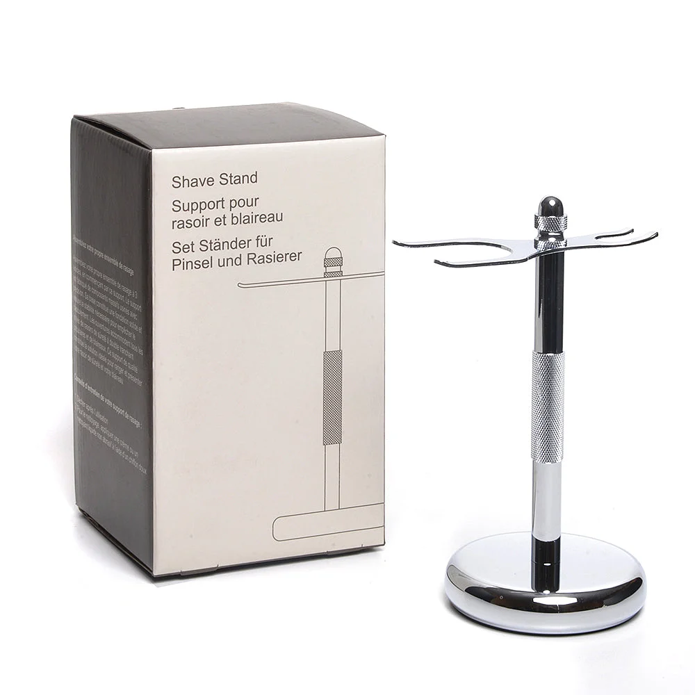 Pure Badger Shaving Stand for Double-Edge Safety Razor and Brush – Chrome