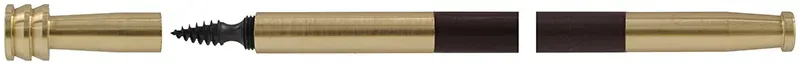 Ramrod for older Lyman Great Plains Rifle or Green Mountain barrel, 3/8" brown Delrin nylon, 33" long. Brass tip is threaded10-32 at rear, with .54 jag over hidden ball puller. Made in the U.S.A.