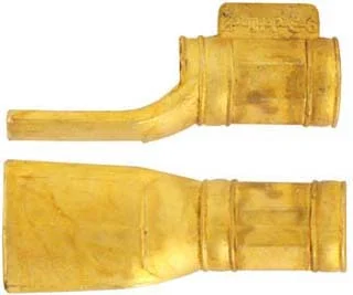 Ramrod pipe, brass, pistol entry pipe with skirt, octagon with ringed ends, for 5/16" ramrod