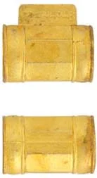 Ramrod pipe, brass, pistol forward pipe with pin lug, octagon with ringed ends, for 3/8" ramrod