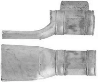 Ramrod pipe, steel, pistol entry pipe with skirt, octagon with ringed ends, for 3/8" ramrod