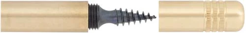 Ramrod Tip with Covered Ball Puller Worm, for 5/16" ramrod, brass base and cover,fancy tapered antique style ball puller screw,with sharp tip of tempered steel
