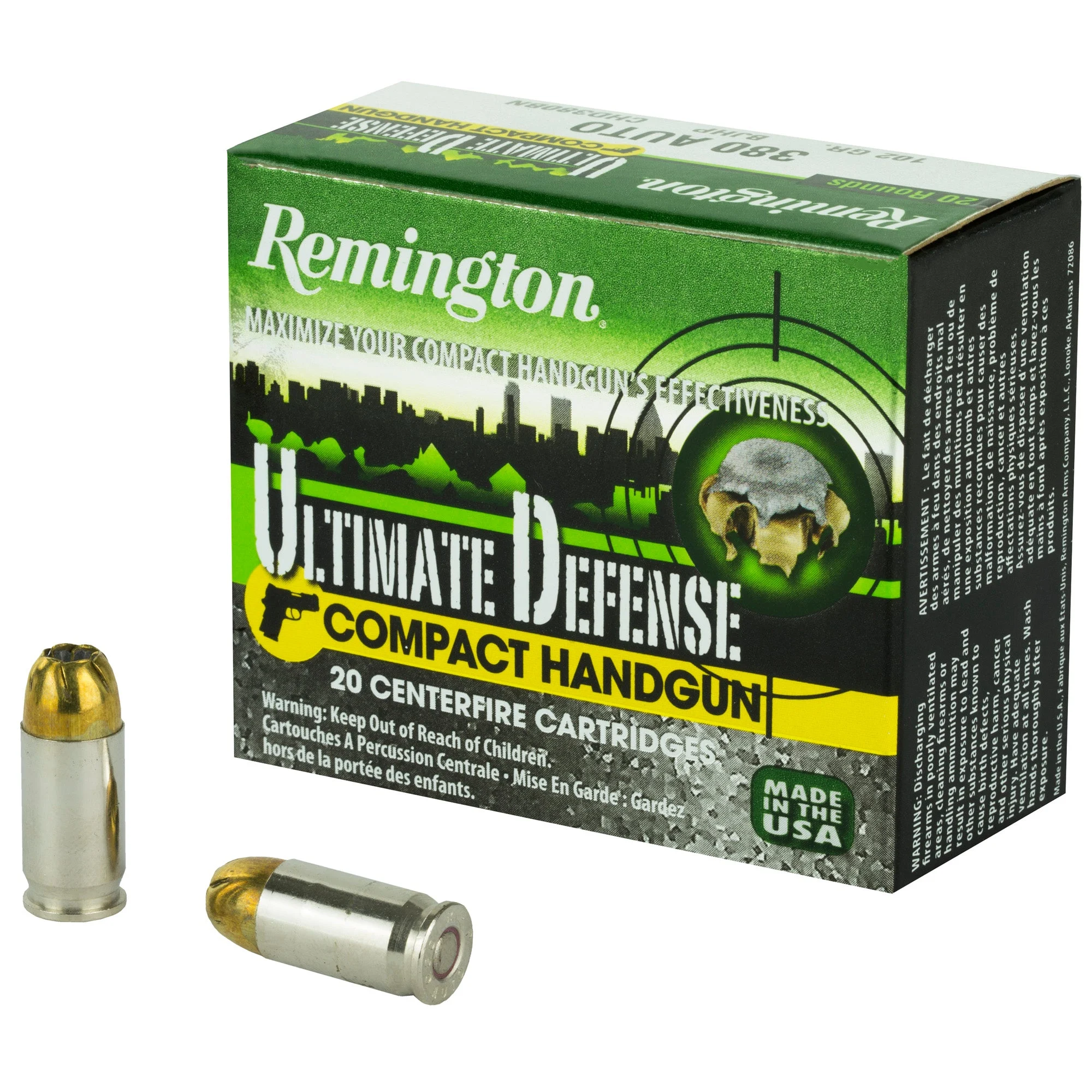 Remington 28964 Ultimate Defense Brass Jacket Hollow Point102 Grain .380 ACP/Auto