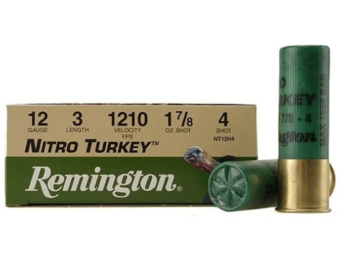 Remington Nitro Turkey Ammunition 12 Gauge 3″ 1-7/8 oz of #4 Buffered Shot Box of 10