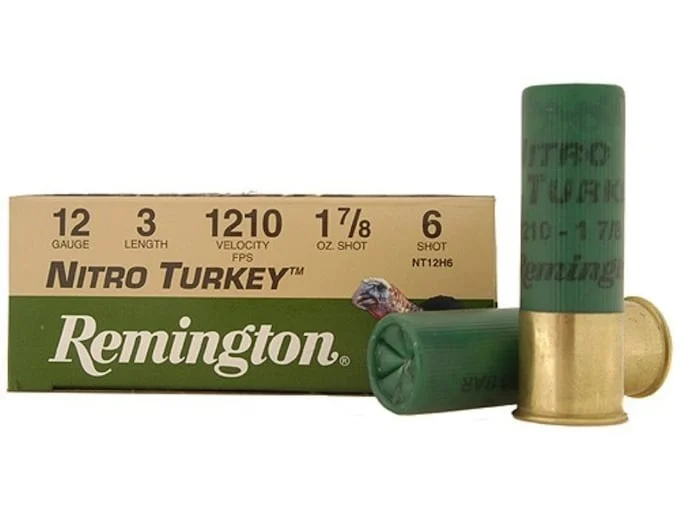 Remington Nitro Turkey Ammunition 12 Gauge 3″ 1-7/8 oz of #6 Buffered Shot Box of 10