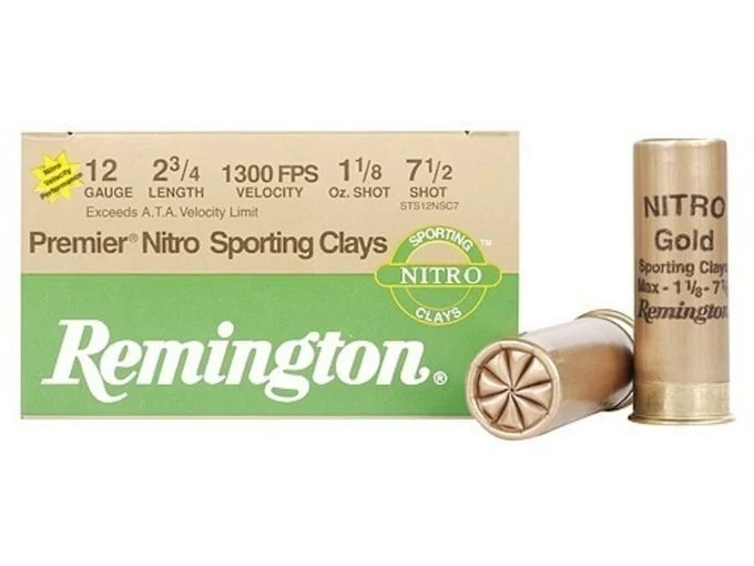 Remington Premier Nitro Gold Sporting Clays Target Ammunition 12 Gauge 2-3/4″ 1-1/8 oz #7-1/2 Shot High Velocity