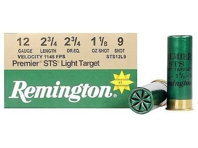 Remington Premier STS Light Target Ammunition 12 Gauge 2-3/4″ 1-1/8 oz #9 Shot