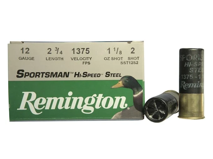 Remington Sportsman Hi-Speed Ammunition 12 Gauge 2-3/4″ 1-1/8 oz #2 Non-Toxic Steel Shot