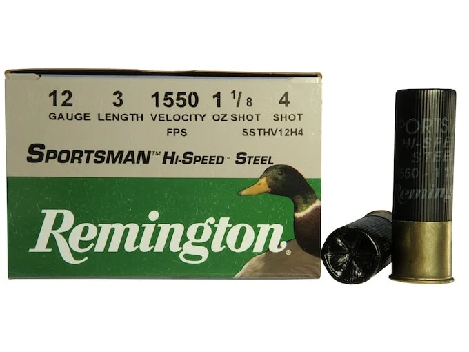 Remington Sportsman Hi-Speed Ammunition 12 Gauge 3″ 1-1/8 oz #4 Non-Toxic Steel Shot