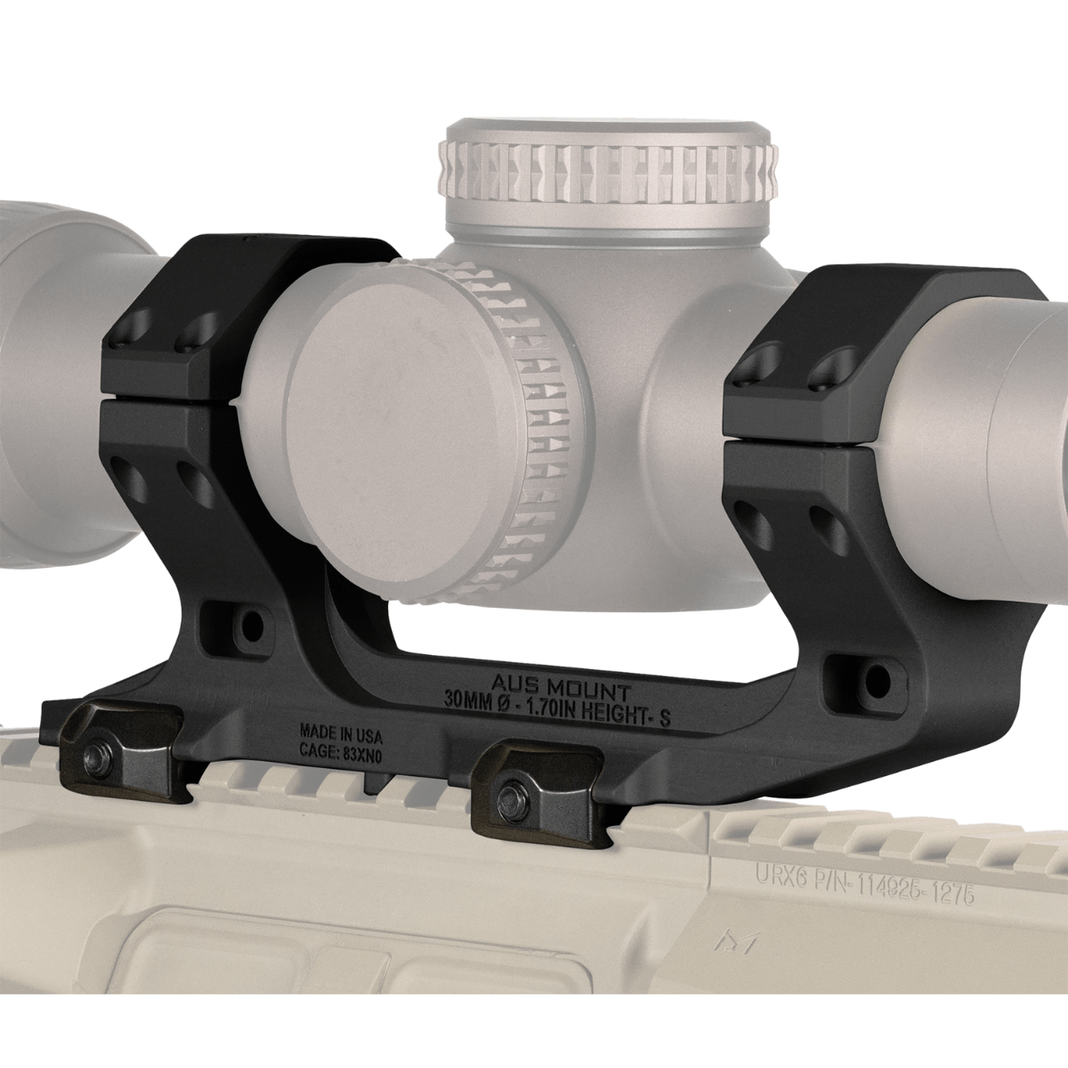 Reptilia LLC AUS Optic Mount Black 7075-T6 Aluminum 30mm Tube Mil-Spec 1913 Picatinny Rail Mount