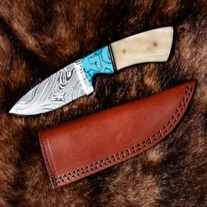 Rite Edge Stubby Skinner Bone and Turquois 4 Inch Plain Drop Point DM1186