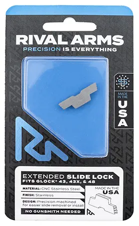 Rival Arms RARA80G003D Slide LockExtended Polished Stainless for Glock 43/43X/48