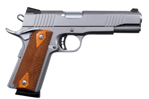 Rock Island FS 1911 45 ACP, 5" Barrel, Stainless Steel, Wood Grip, CA Compliant, 8rd