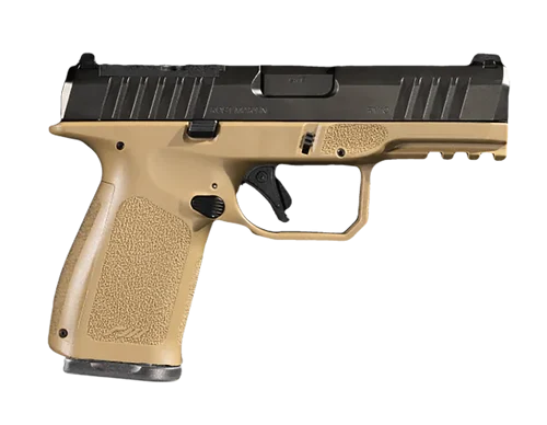 Rost Martin RM1C California 9mm, 4" Barrel, Black, Tenifer Optic Ready/Serrated Slide, Flat Dark Earth, Picatinny, Textured Grip, 10rd