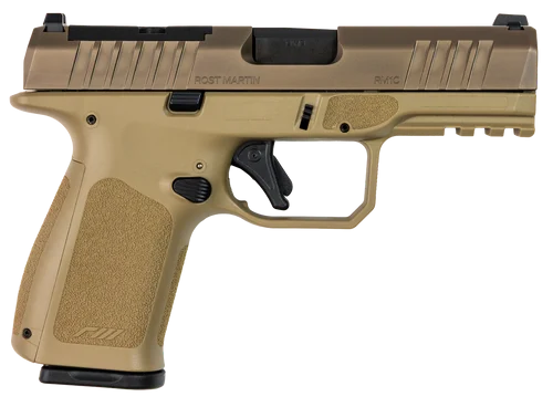 Rost Martin RM1C Compact Frame 9mm 4" Match Grade Barrel, Optic Ready/Serrated Slide, Flat Dark Earth w/Picatinny Rail, 17 Rd
