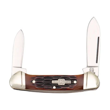Rough Ryder Amber Jigged Bone Mini Canoe Folding Knife RR058