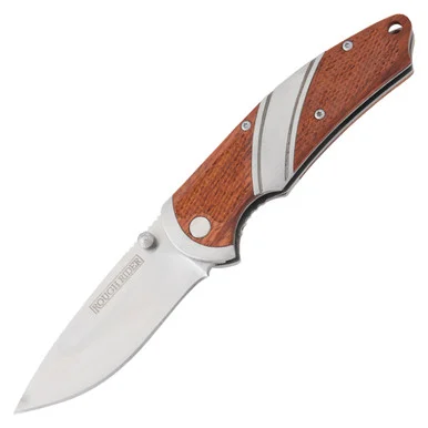 Rough Ryder Checkered Wood Linerlock Folding Knife RR1815