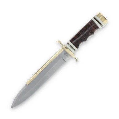 Rough Ryder Stacked Leather Brass Back Bowie RR2203