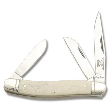 Rough Ryder Stockman Folding Knife White Smooth Bone RR003