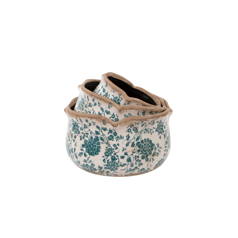 Round Scallop Green Floral S 16cm x H9cm
