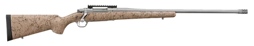 Ruger Hawkeye FTW Hunter 6.5 PRC, 24" Threaded Barrel, Tan/Black Speckled Stock, 4rd