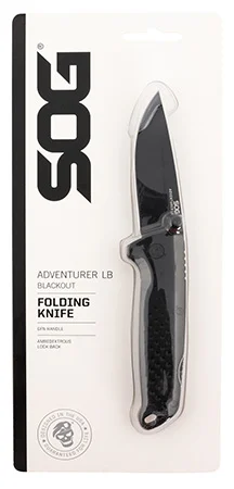 S.O.G SOG13110143 Adventure LB 3.50″ Folding Drop Point Plain Black TiNi 5Cr15MoV Blade, Black Textured GRN Handle