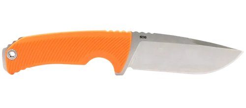 S.O.G Tellus FX 4.20" Fixed Clip Point Plain Stonewashed Cryo 440C SS Blade/ Blaze Orange Textured Green Handle