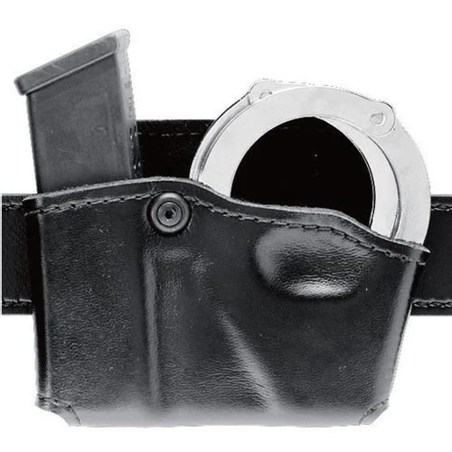 Safariland 573-83-411 573 Open Top Magazine & Handcuff Pouch, Paddle, Double Stacked 9mm Magazines (GL17, 22), Plain Black, Right Hand