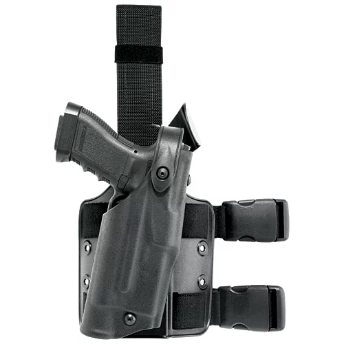 Safariland ALS/SLS Drop-Rig Tactical Holster w/ Hood Guard, STX Tactical Black, Right Hand Fits: Sig Sauer P320 9/40 w/ITI M3, TLR-1, Surefire X200, X300 & X300U