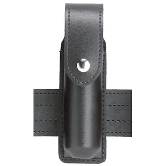 Safariland-Model 38HS, OC Spray Pouch, Top Flap, Standard, Basket Finish, Black, Hidden Snap, Dimensions: 1.5″ (diameter) x 5.5″-6.5″ (high). Fits Guardian 4 oz., Defense Technologies/Federal Laboratories, Freeze 4 oz., and Punch II M-4 4 oz