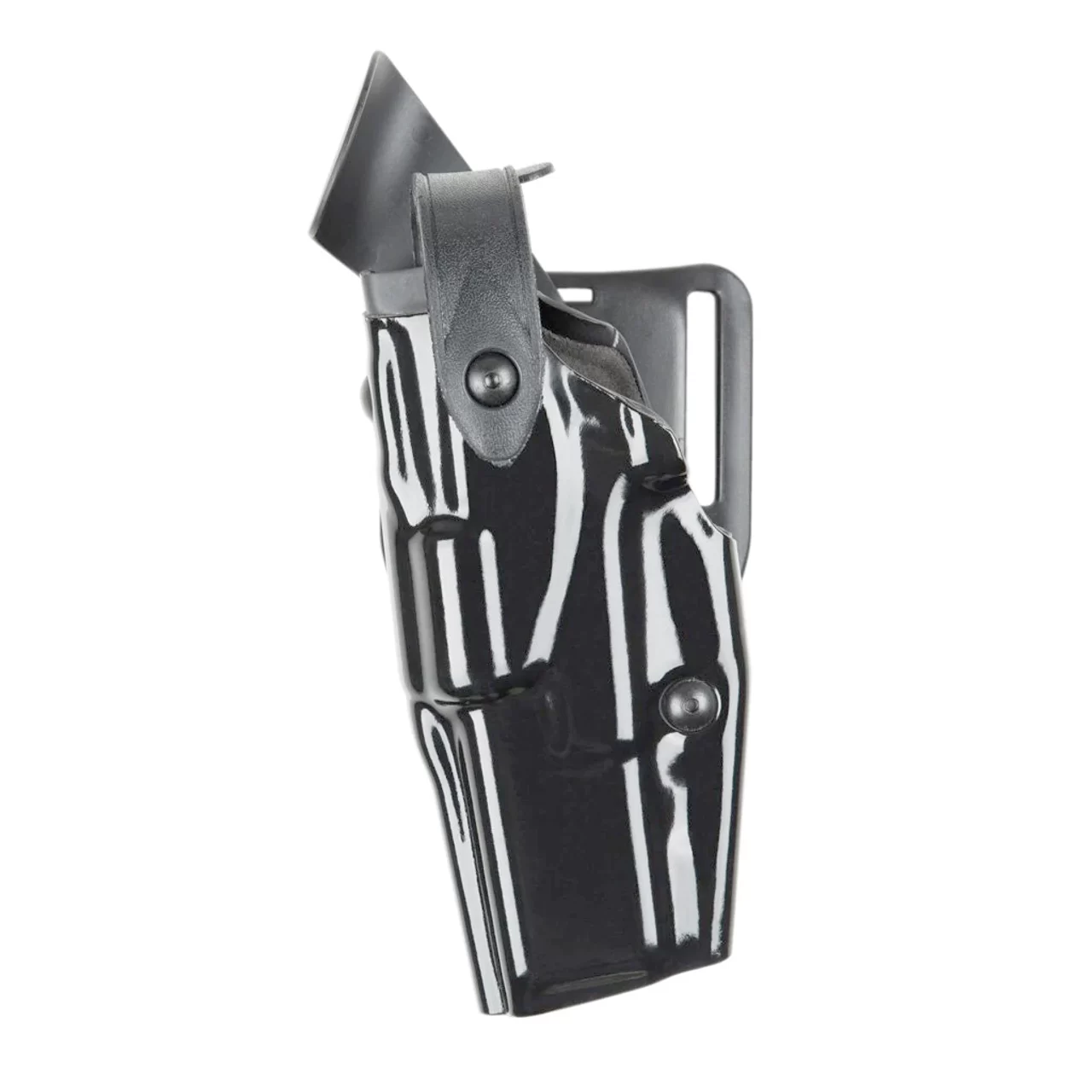 Safariland Model 6360 ALS Level III, Mid-Ride Duty Holster, Hi Gloss Black, Left Hand, Hood Guard