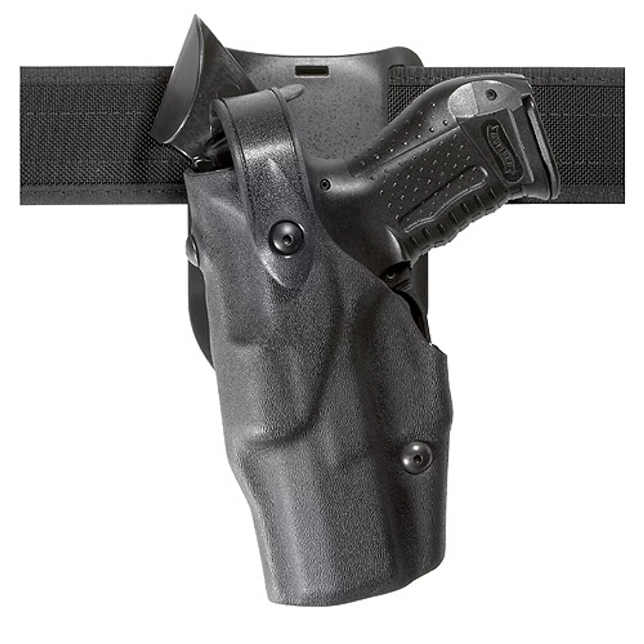 Safariland – Model 6365 Level III Holster 1.5” Belt Drop, Duty Plain Black Left Hand, Hood Gaurd, Fits: Glock 19,23 w/ ITI M3 Light, TLR-1
