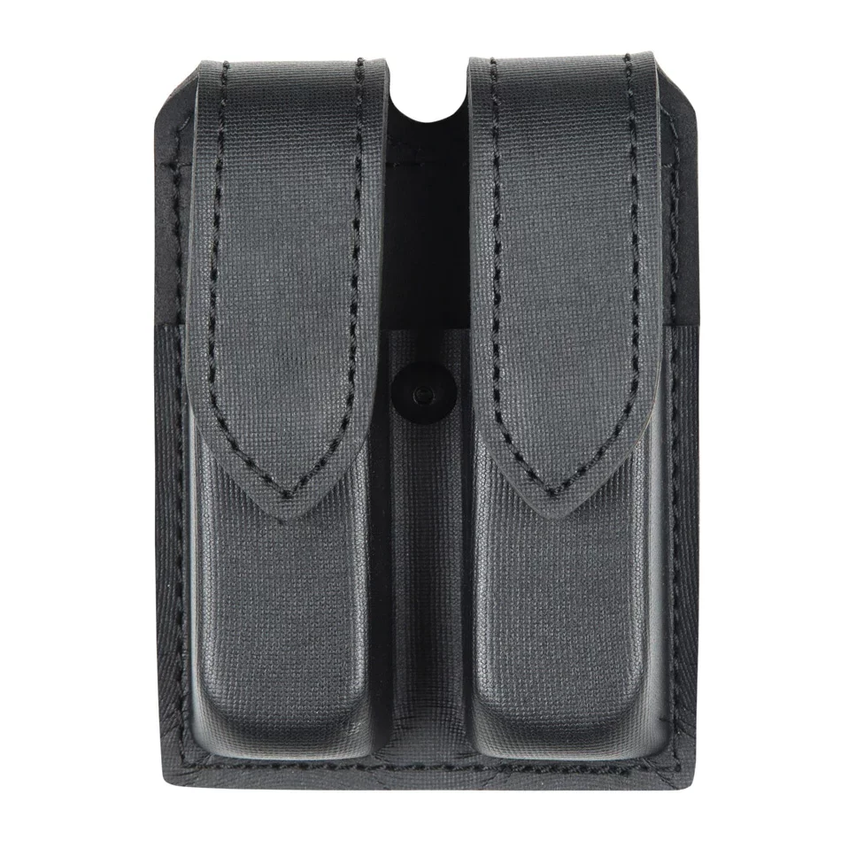 Safariland Model 77 Double Magazine Pouch, STX Plain Black, Hidden Snap