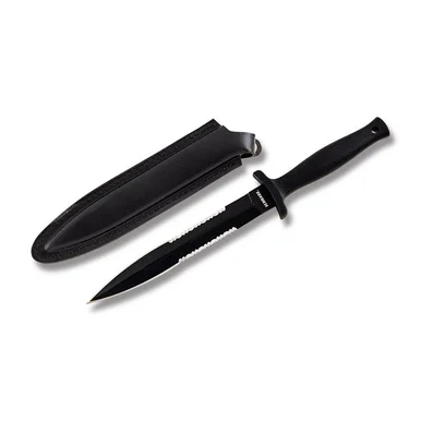 Schrade Needle Boot Knife 7.5in Serrated Black Dagger