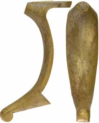 Schuetzen buttplate, wax cast brassOverall length 5-3/16", width 1-7/16", comb 2-1/16"