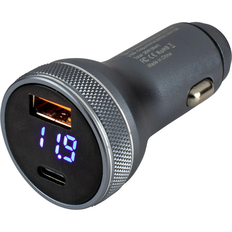 Sea-Dog Round USBUSB-C Power Plug w/Voltmeter [426514-1]