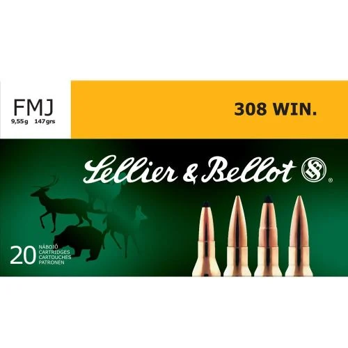 SELLIER & BELLOT 308 Win. 147 Grain FMJ Ammo, 20 Round Box – SB308A